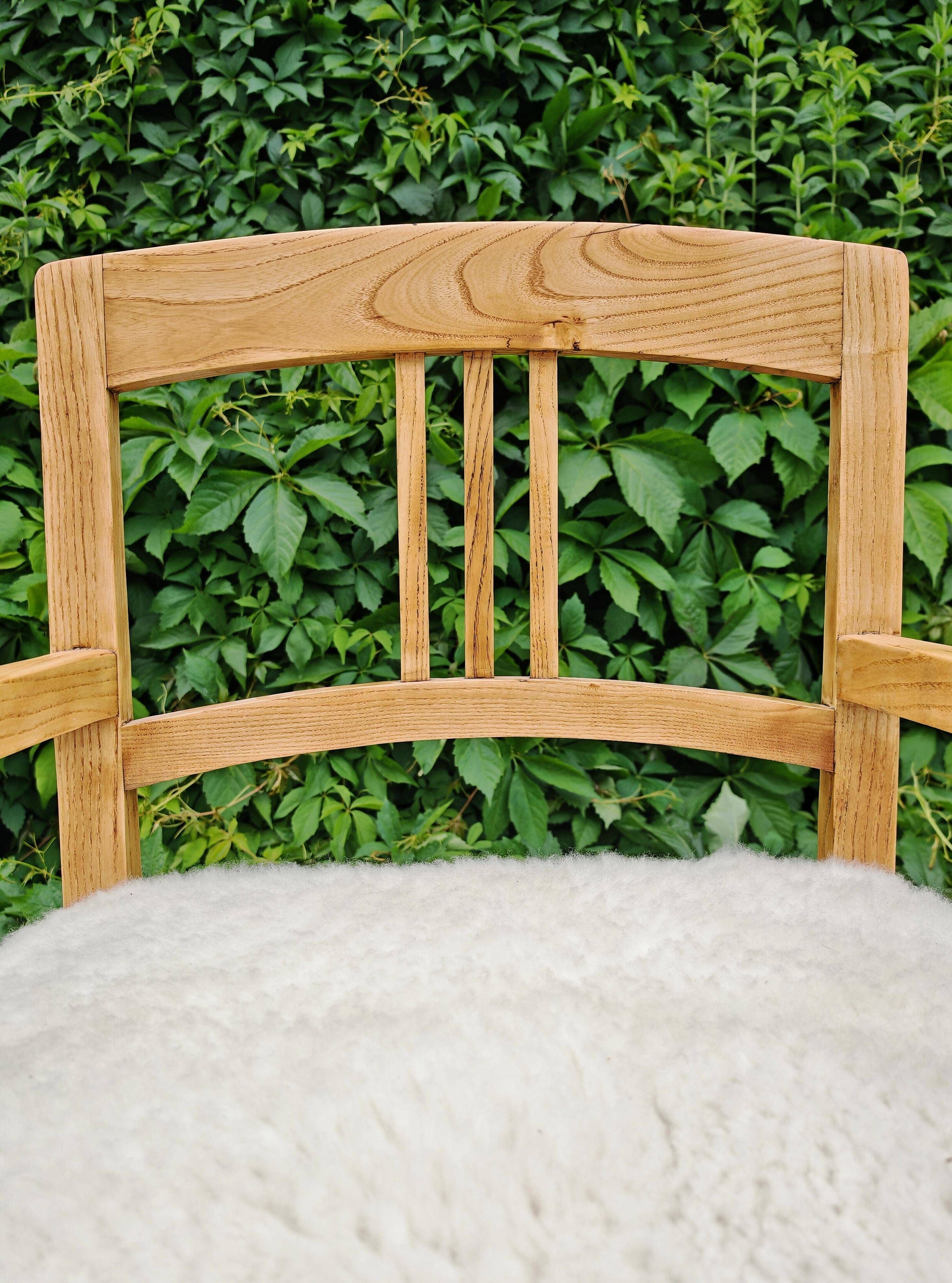 Pair of Jugendstil armchairs in solid ash and sheepskin 1910