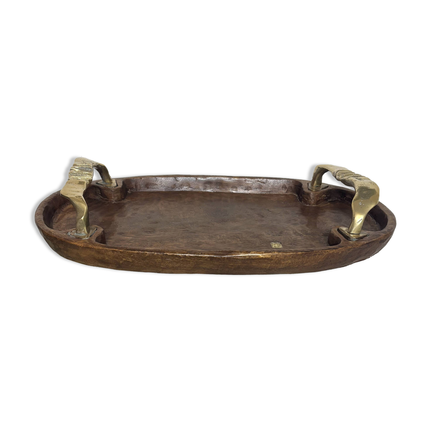 David Marshall wood and brass tray