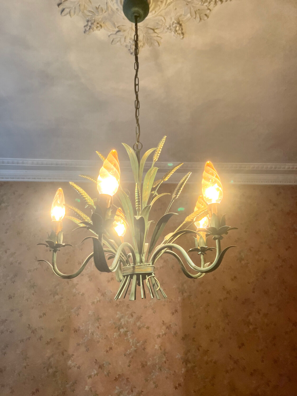 Vintage ear of wheat chandelier