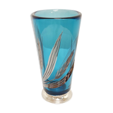 Blue and silver crystal vase. France 1950s.