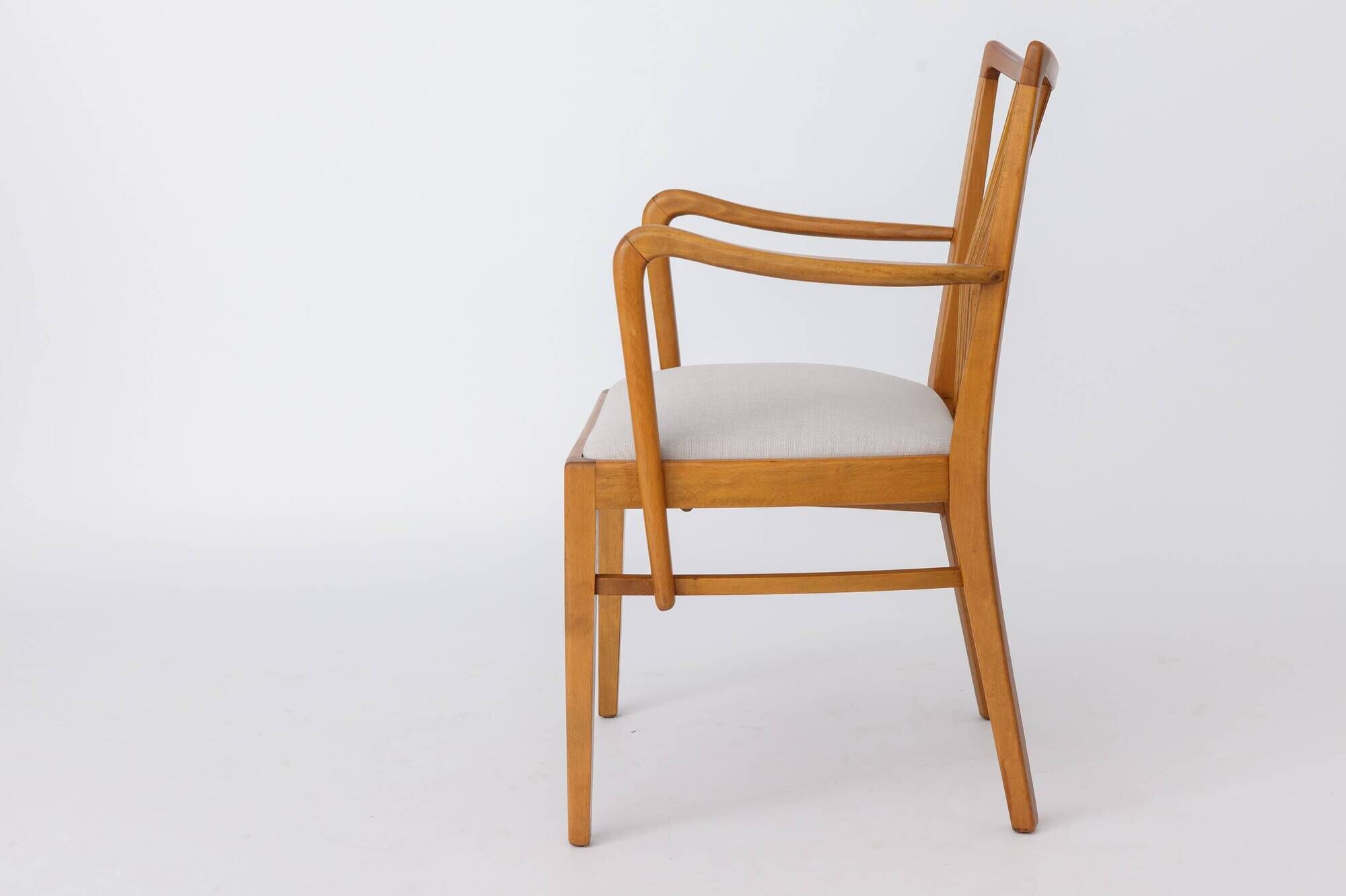 Vintage 1950s German Armchair | Solid Beech Wood | Newly Upholstered Chair