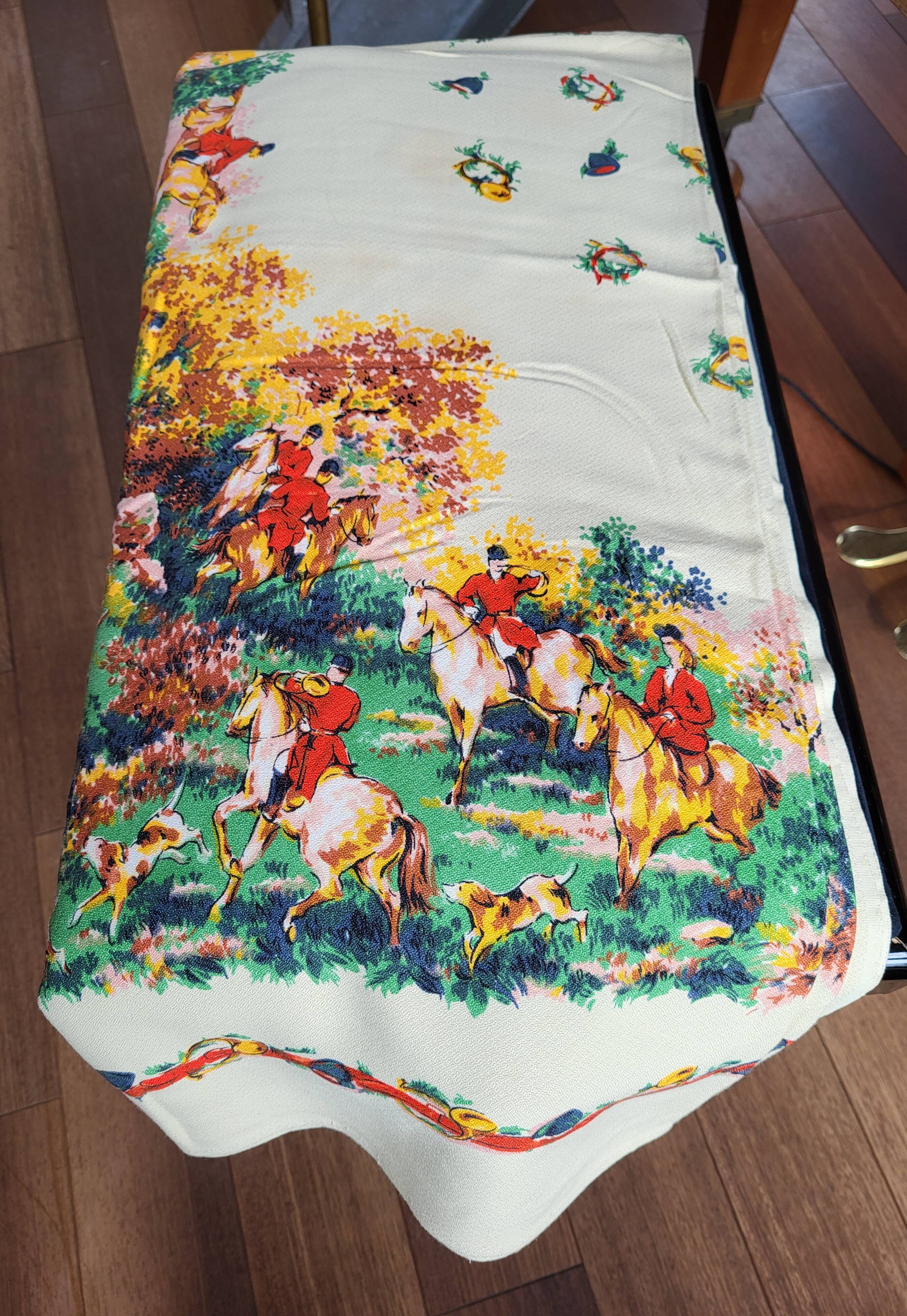 Vintage hunting tablecloth 145x125