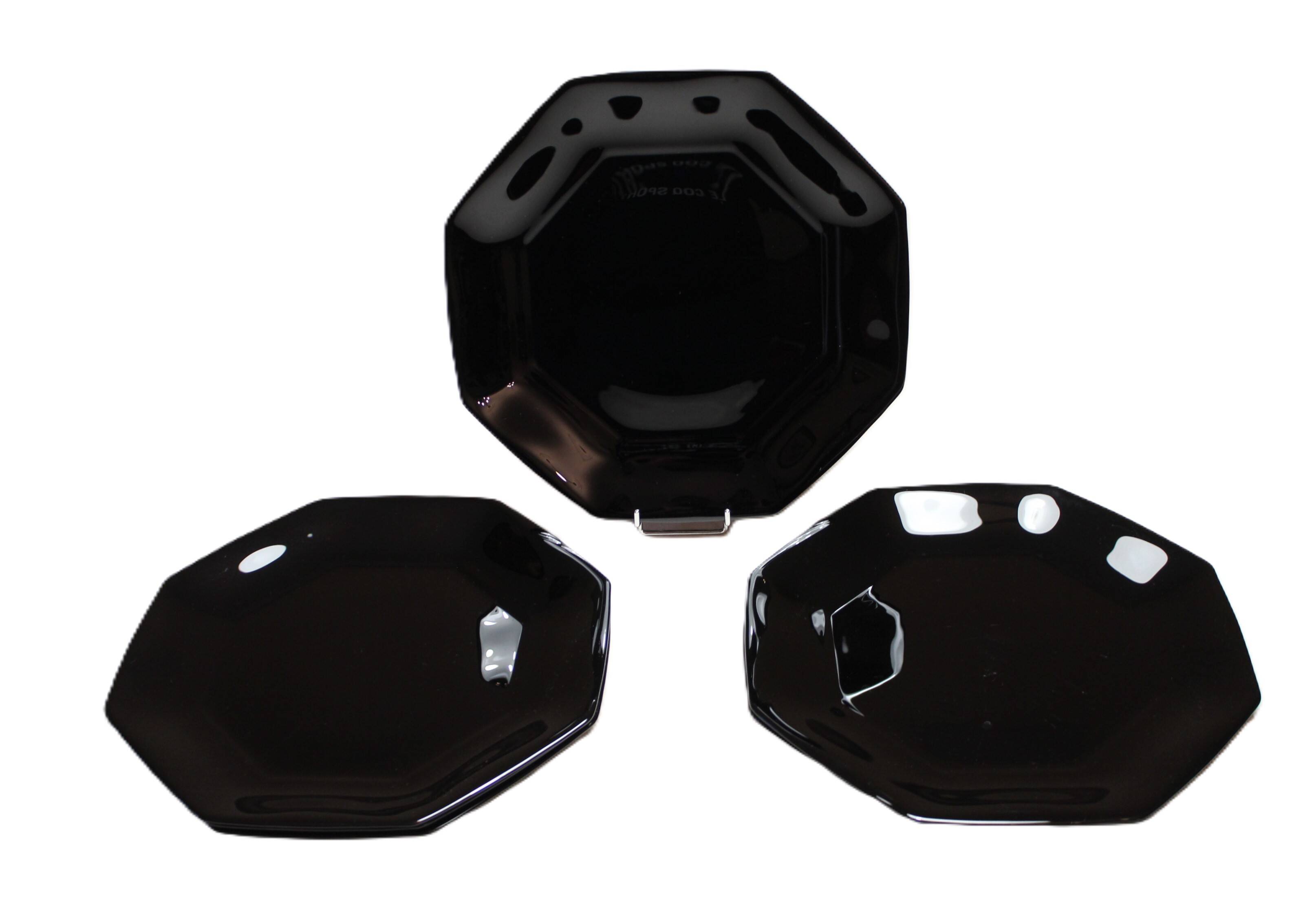 6 black Arcoroc "Octime" dinner plates (set 1)