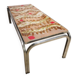 Table basse métal et céramique année 70