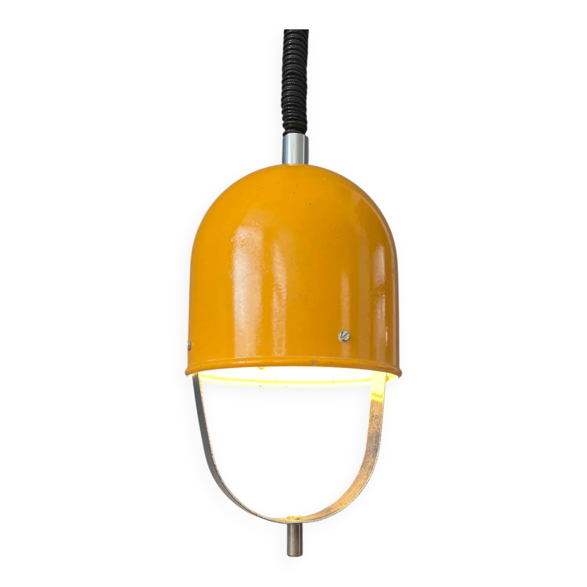 Vintage yellow Space Age pendant lamp, mid-century modern hanging light