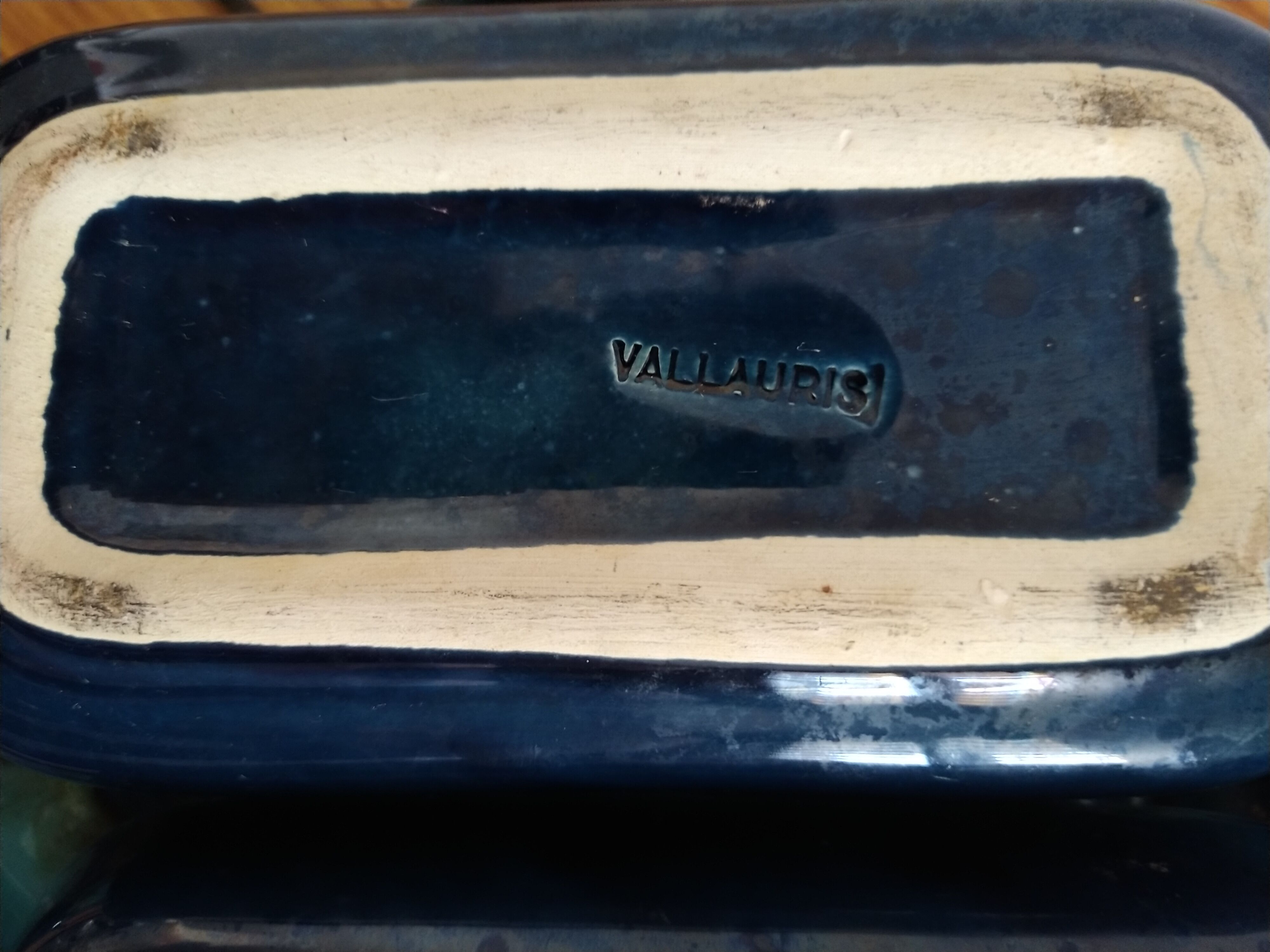 Vintage ceramic aperitif tray of vallauris blue