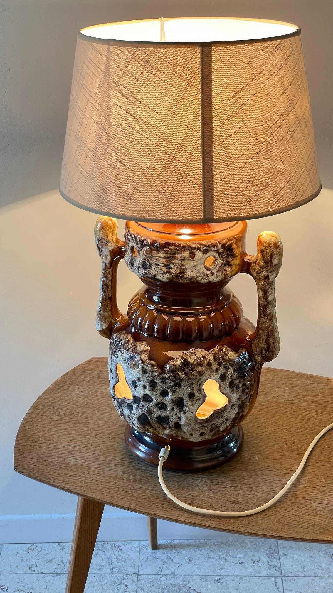 Lamp ceramic fat lava double lighting 70s