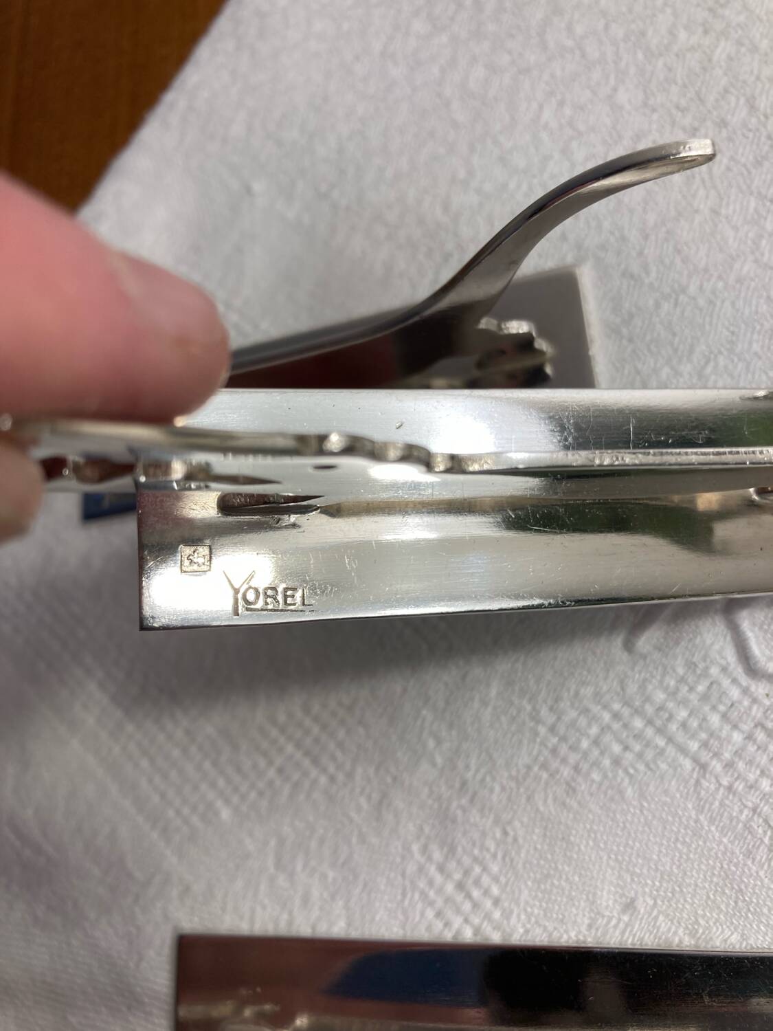 12 silver-plated metal knife rests Art Deco Yorel