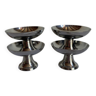 Lot de 4 coupes à glace en inox brillant