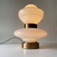Large table lamp or floor lamp in opal glass and brass body, 1960s, Italy.