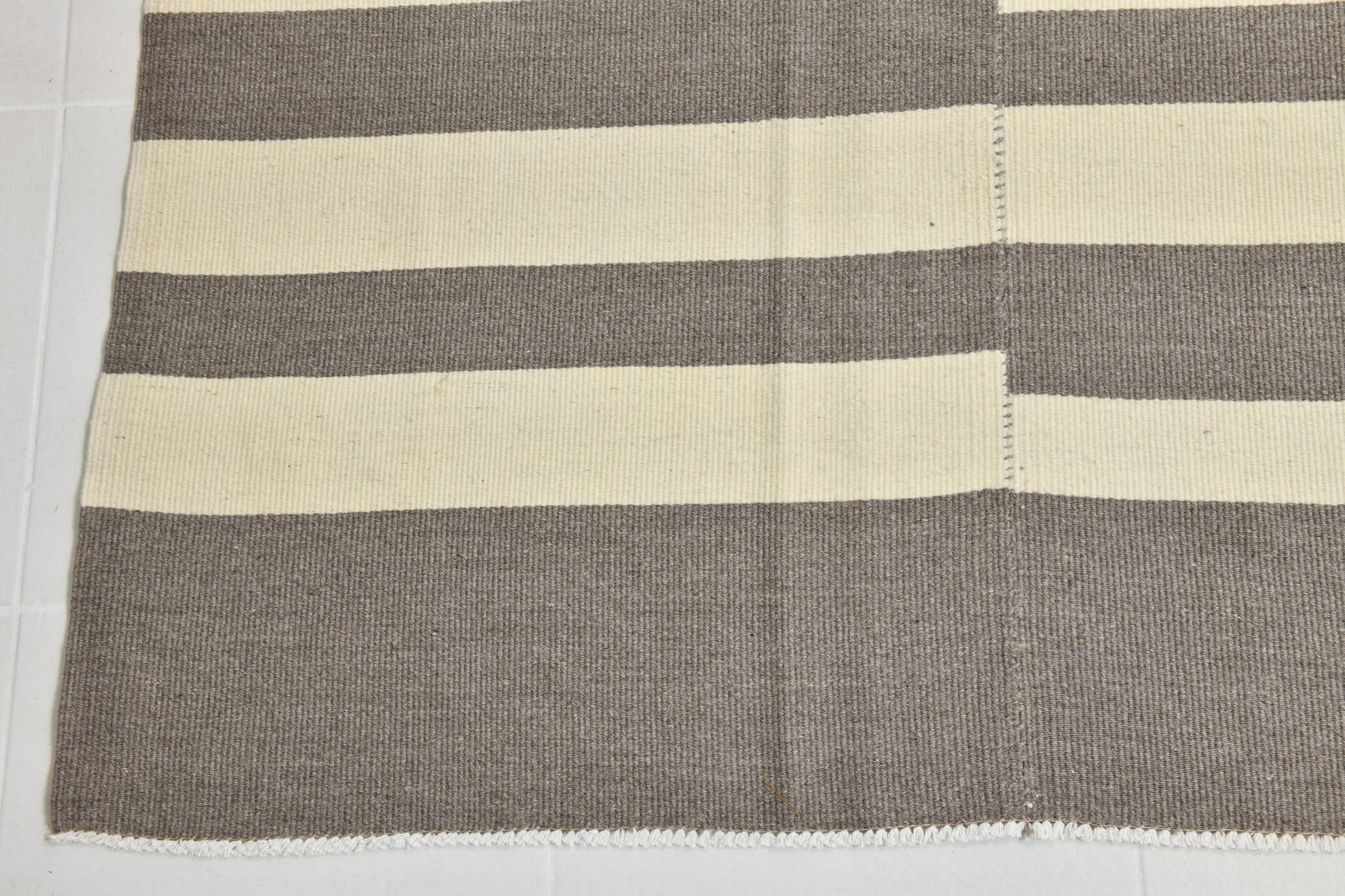 Modern Beige Grey Vintage Kilim Rug, 204x278Cm