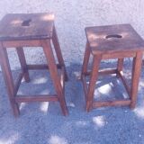Two vintage wooden stools