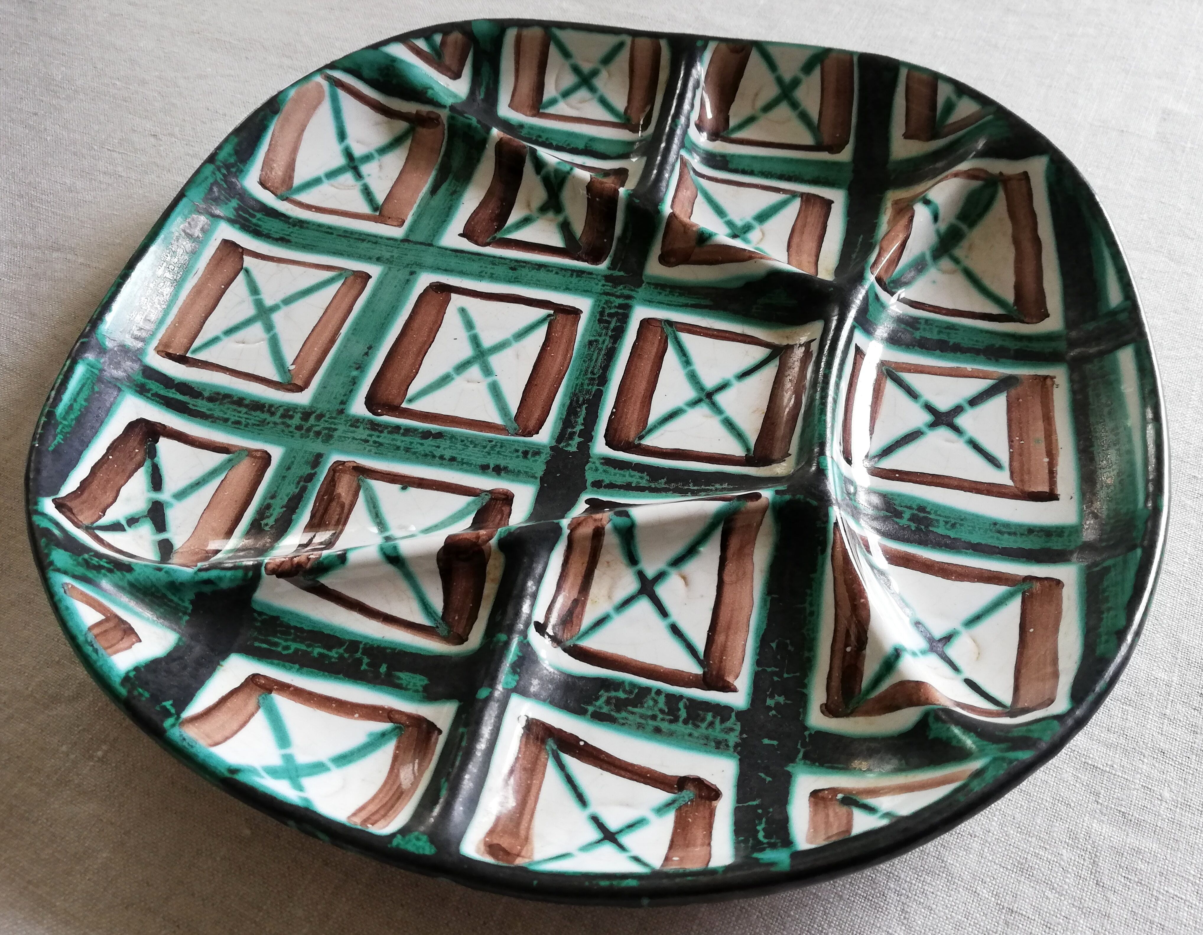 Set 6 compartment plates Robert Picault Vallauris