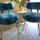 Paire de chaises moumoute bleu canard