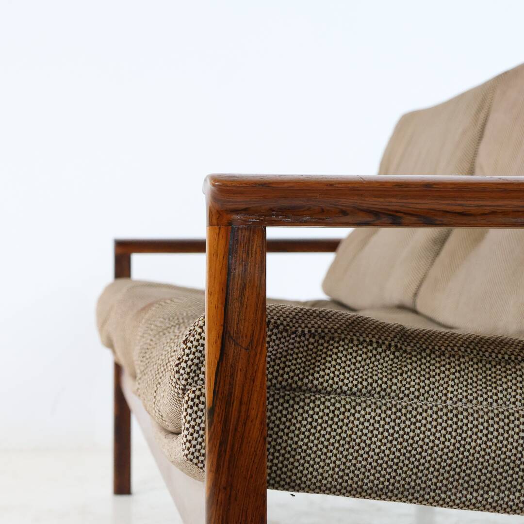 Canapé trois places vintage en palissandre 1960