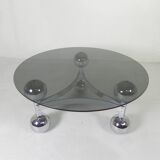 Space Age Sputnik coffee table, with a 1970s chrome base