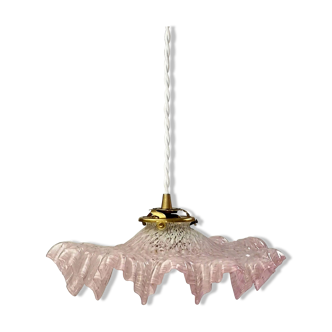 Hanging lamp glass of pink clichy