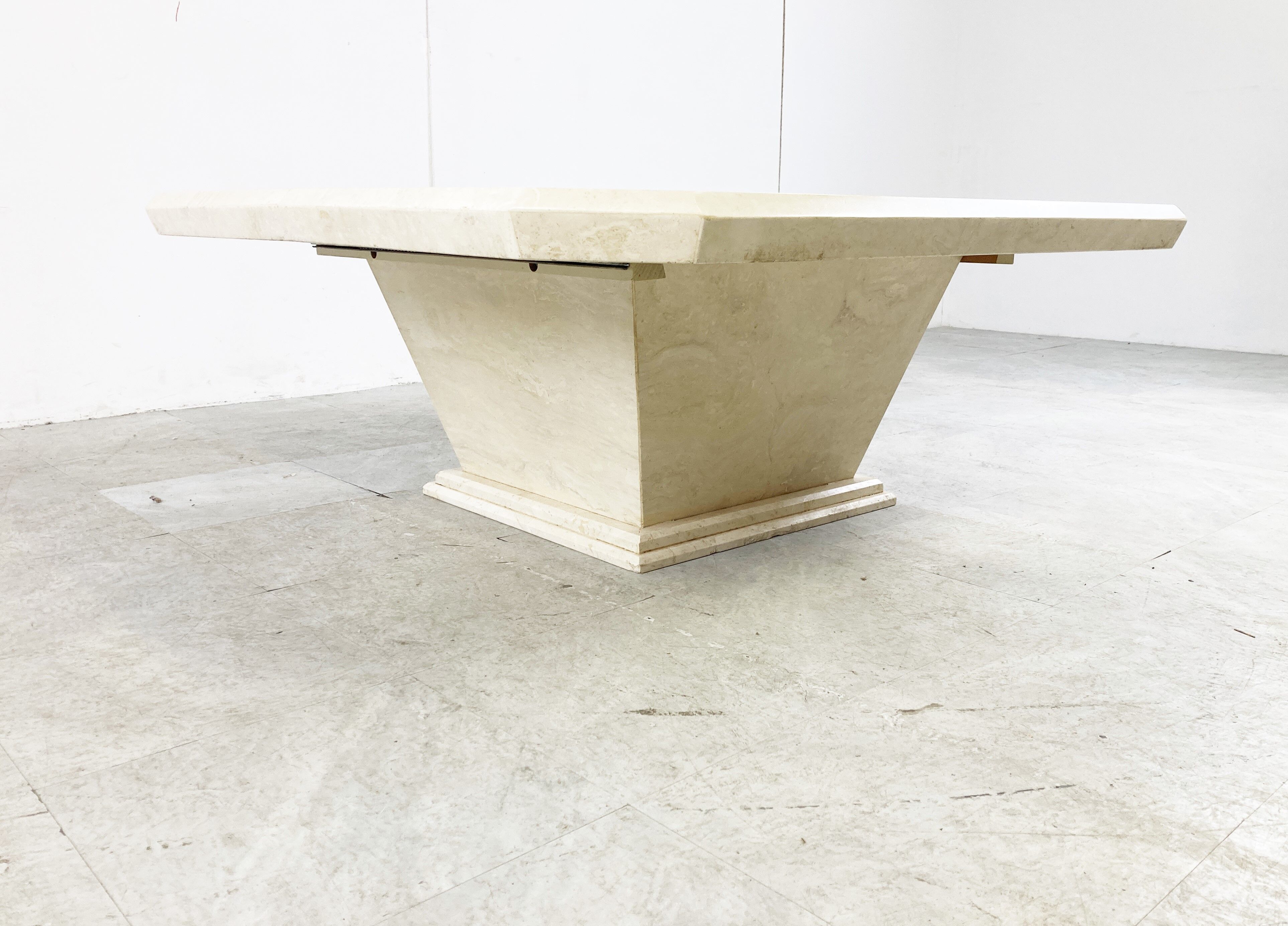 Vintage travertine hidden bar coffee table, 1970s