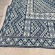 White and blue margoum rug hand-woven in natural wool