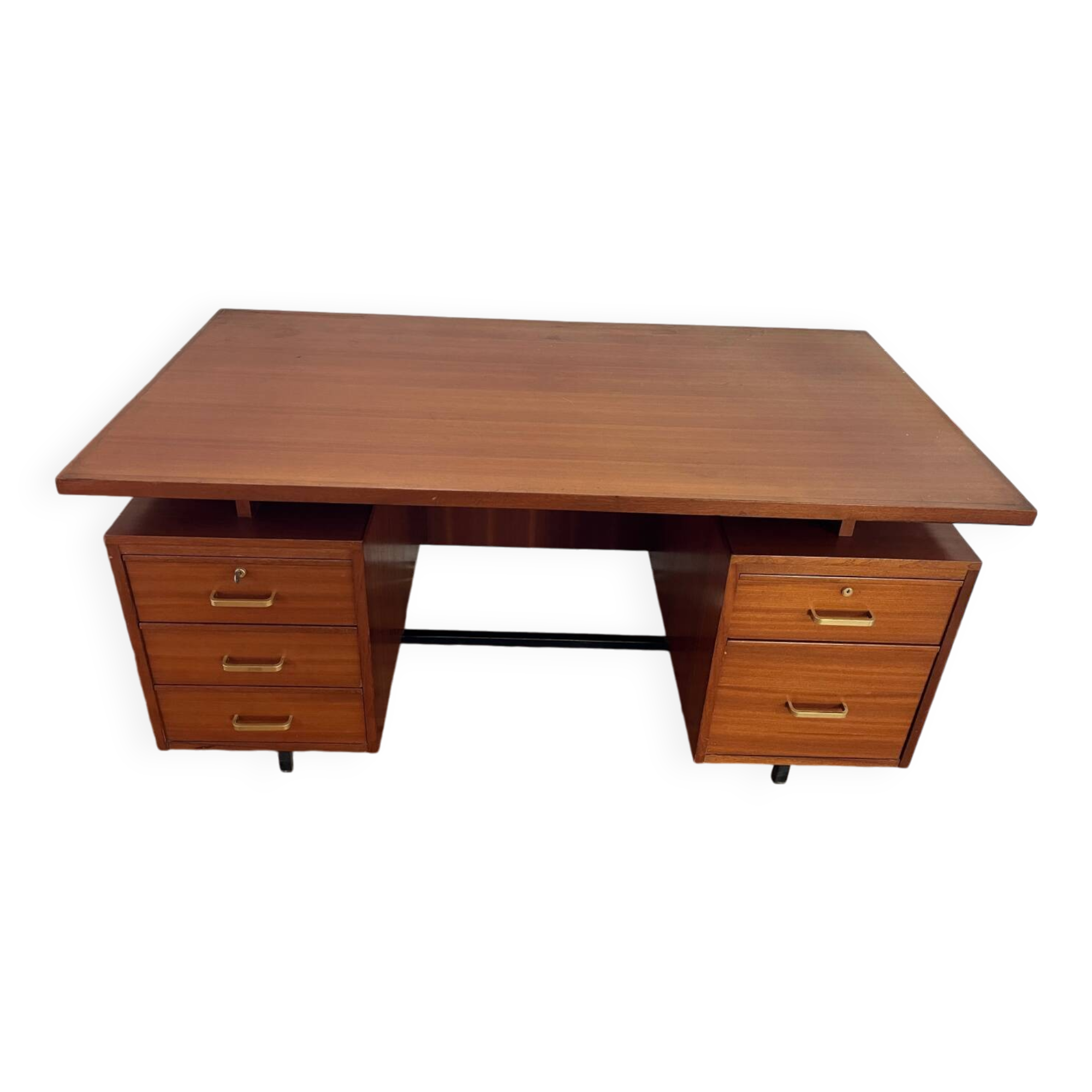 Large oak desk with double pedestal - 1950