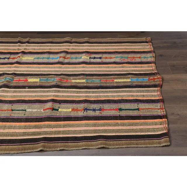 1970s Vintage Turkish Oushak Handmade Wool Cotton Tan Area Rug 145x238