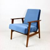 Vintage Ocean Blue Fox Easy Chair, 1970s