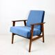 Vintage Ocean Blue Fox Easy Chair, 1970s