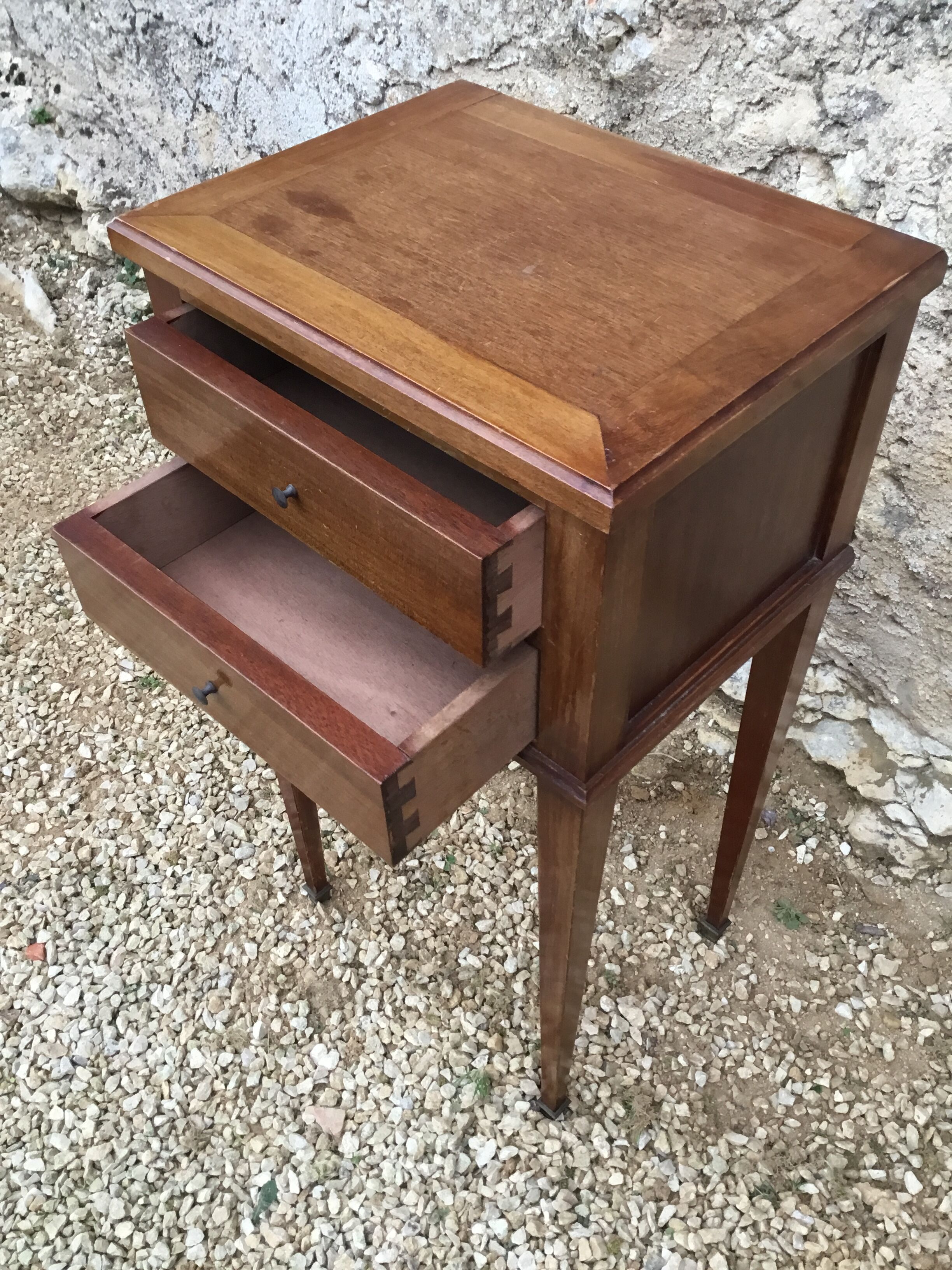 Louis XVI-style blond mahogany bedside from the 1950s