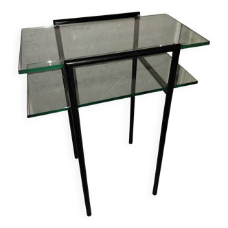 Vintage glass and metal side table