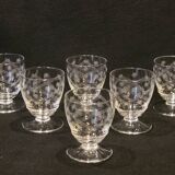 6 anciens verres à liqueur en cristal gravé ciselé art déco