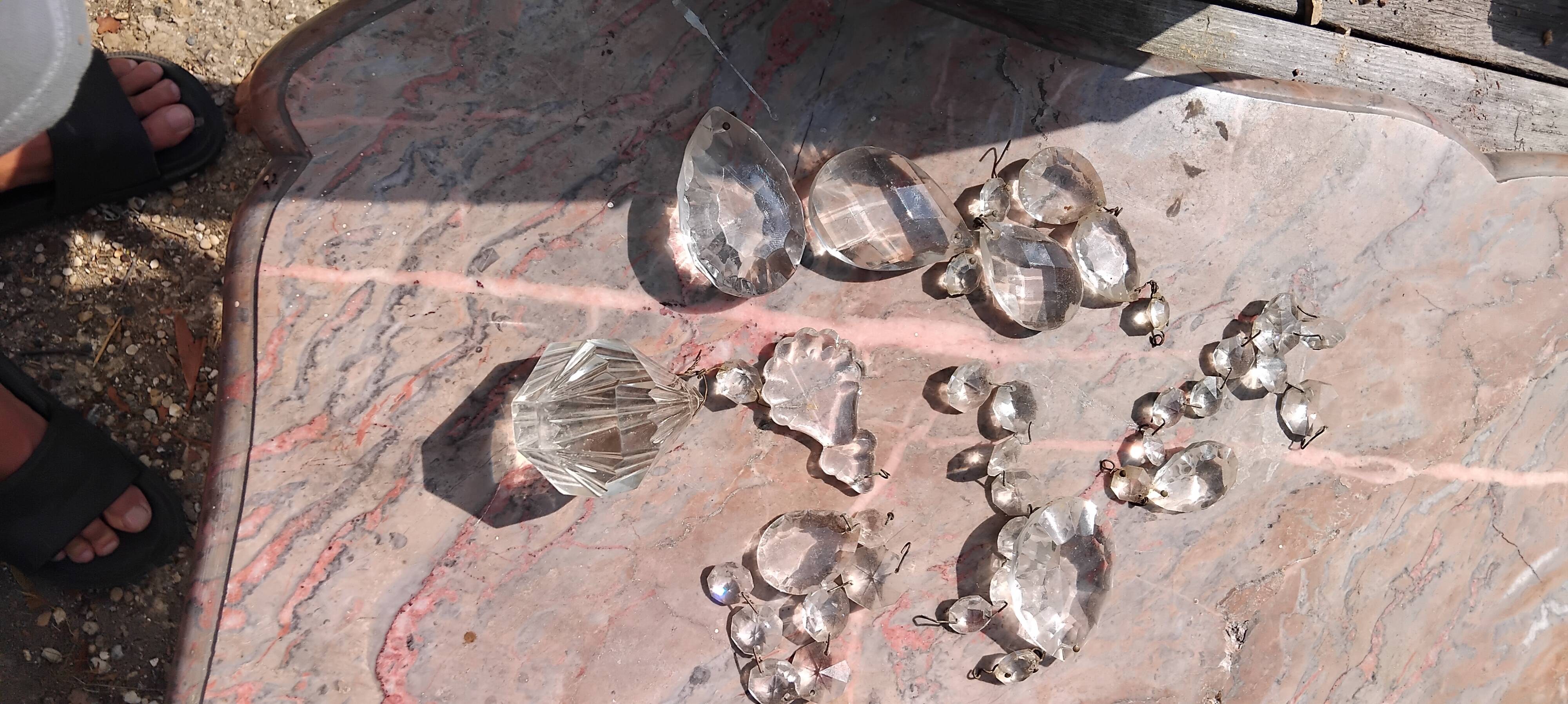 4 vintage crystal chandelier pendants