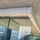 Dining table 70-80s in granite and tempered glass