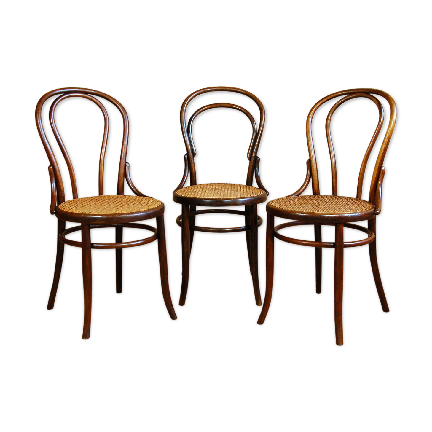 3 chaises bistrot fischel n°14 et 18 début XXe cannées