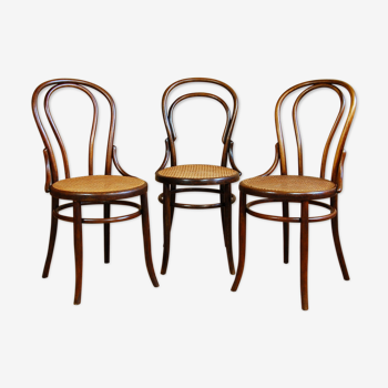 3 chaises bistrot fischel n°14 et 18 début XXe cannées