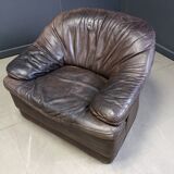 Vintage leather sofa set, 1970s