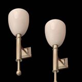 Opaline Glass Chrome Sconces Set of 2