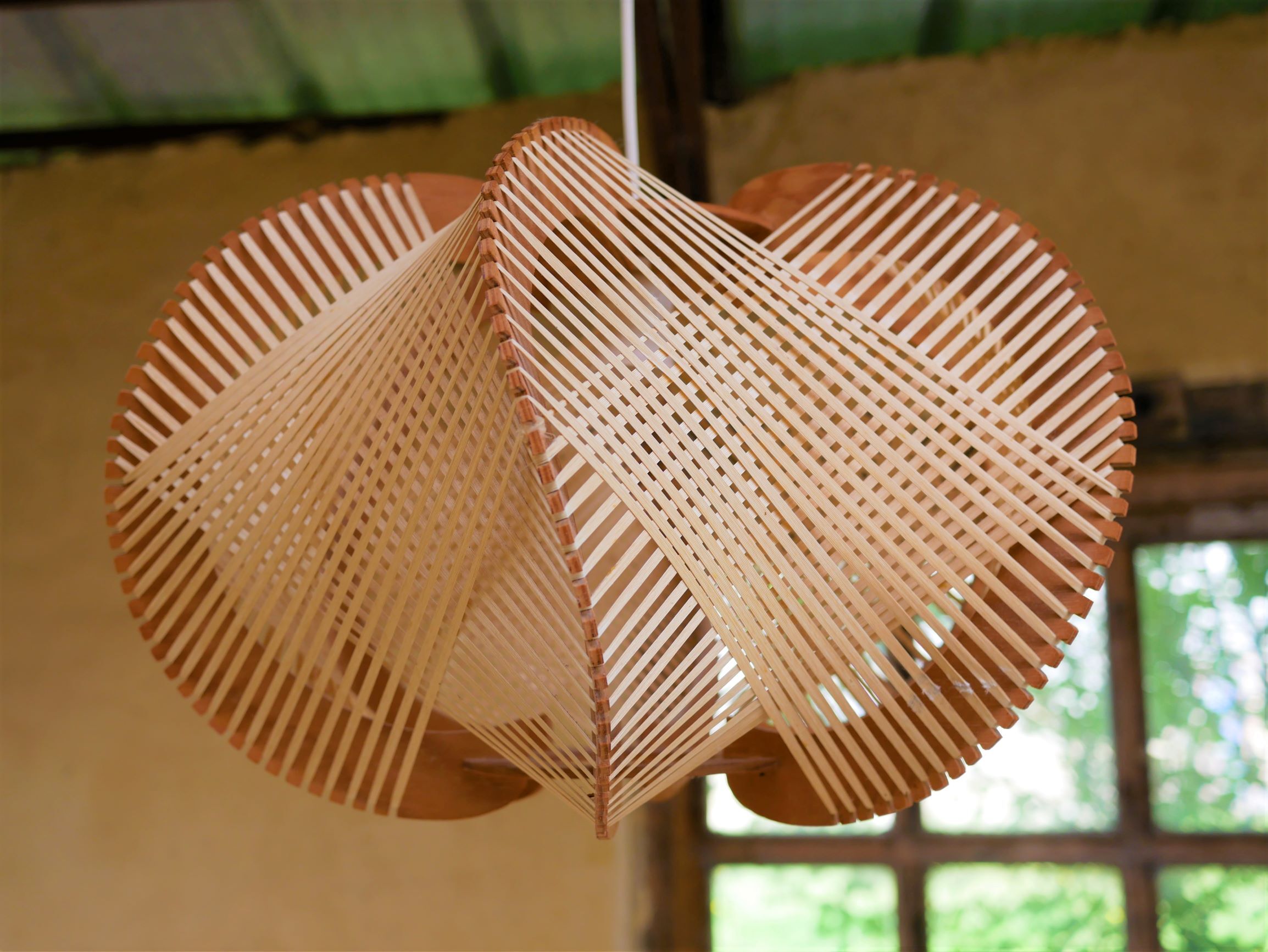 Large Scandinavian vintage wood and wire hanging