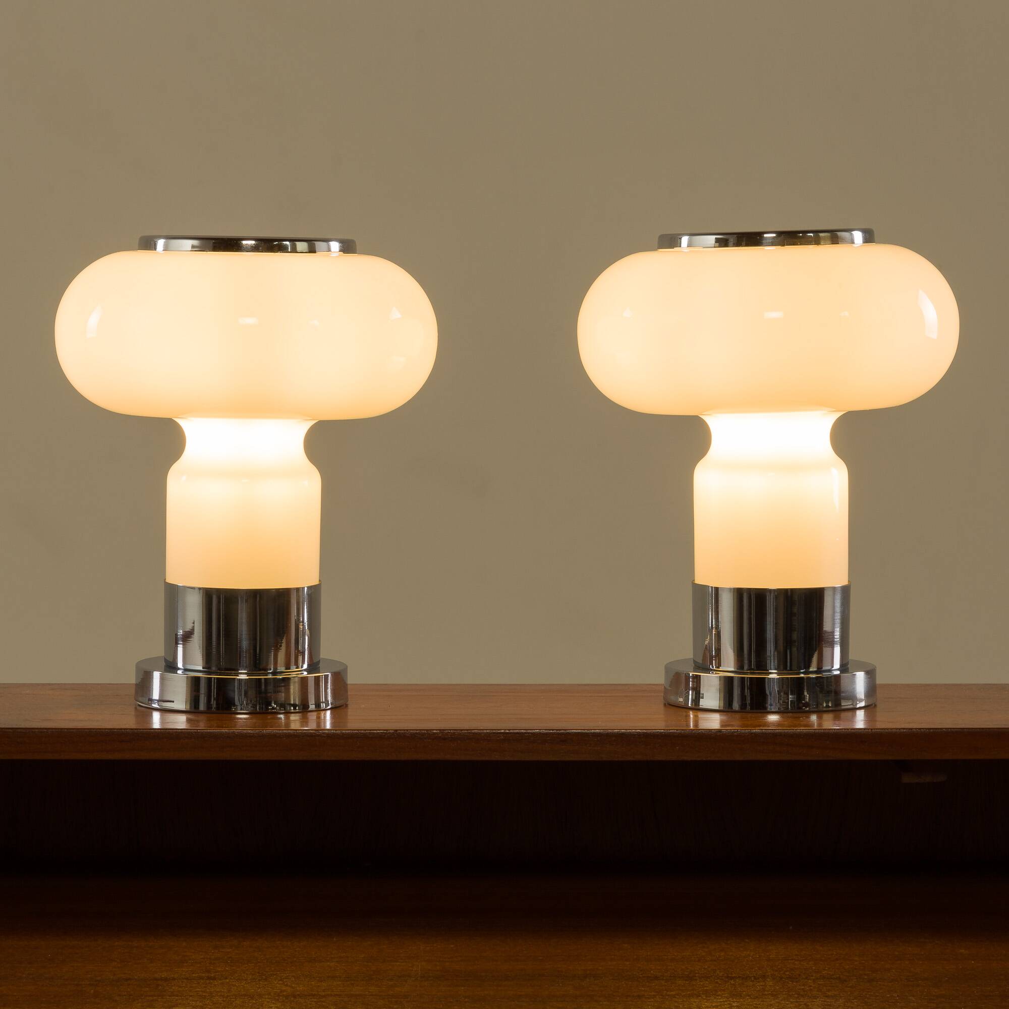 Murano glass Space Age table lamps, set of 2, Italy 1970s