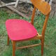 Pair of Scandinavian chairs in teak and red fabric