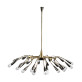Vintage 1950s modern antique 24-light brass chandelier