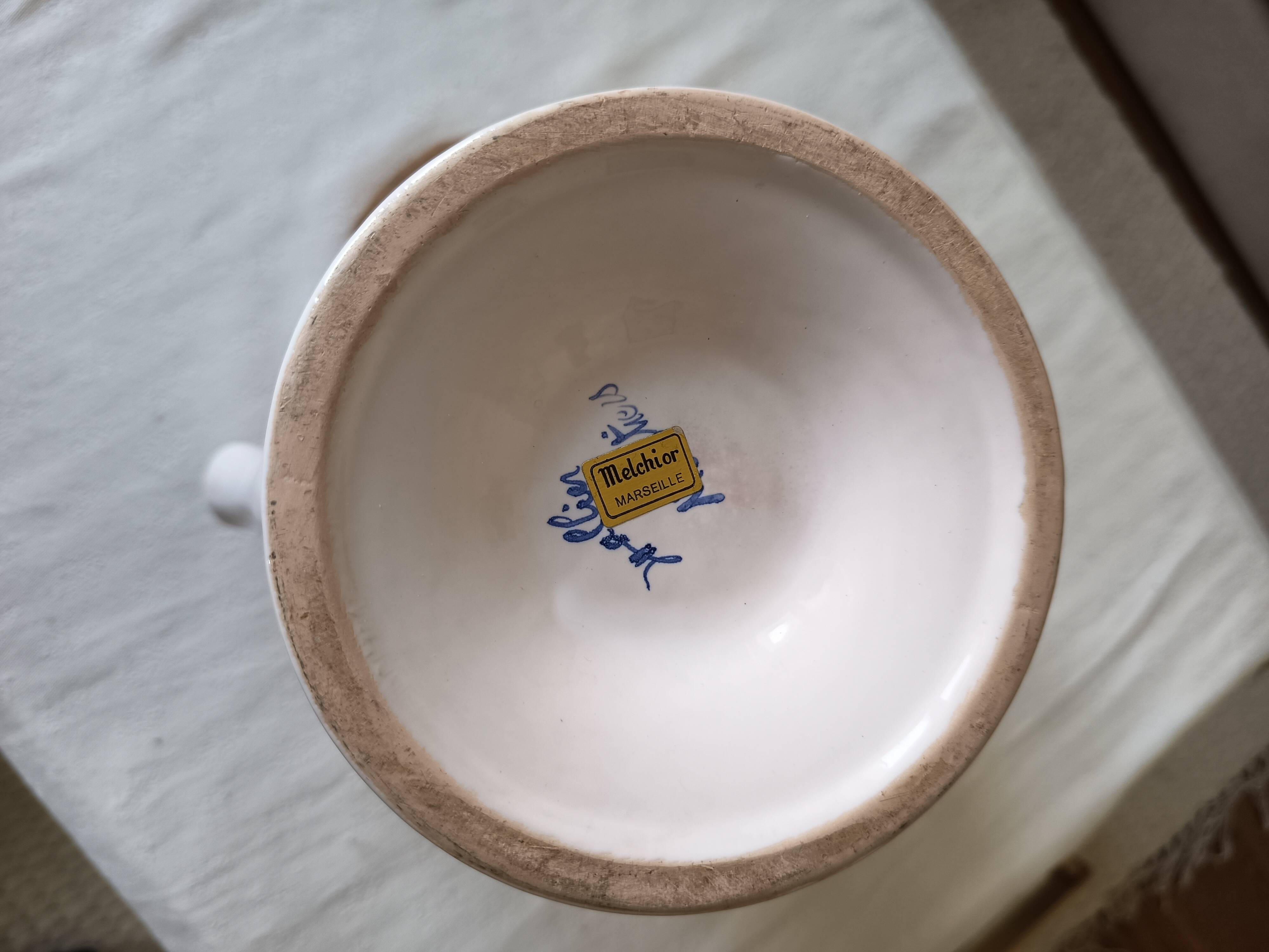 Rare Aiguière Vase in Moustiers Faience – Signature Melchior Marseille