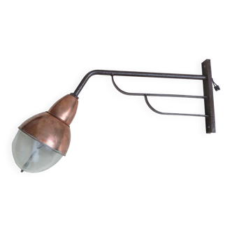 Street light, gallows, industrial wall light in copper from the 1930s