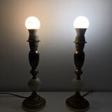 Set of 2 feet of marble brass lamp