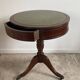 Antique Mahogany and Leather Side Table on Casters
