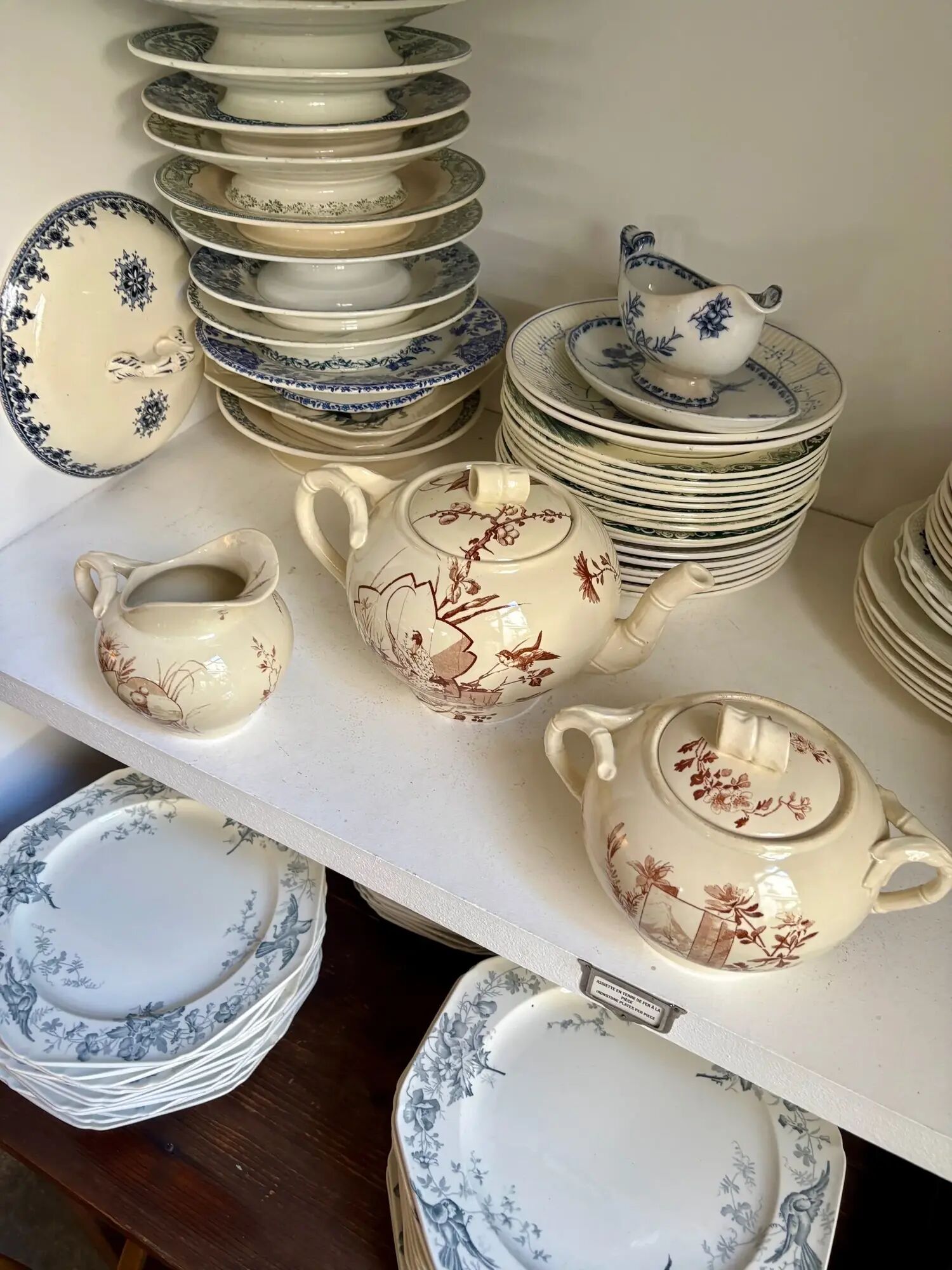 3-piece tea and coffee service KG Lunéville in brown ironstone
