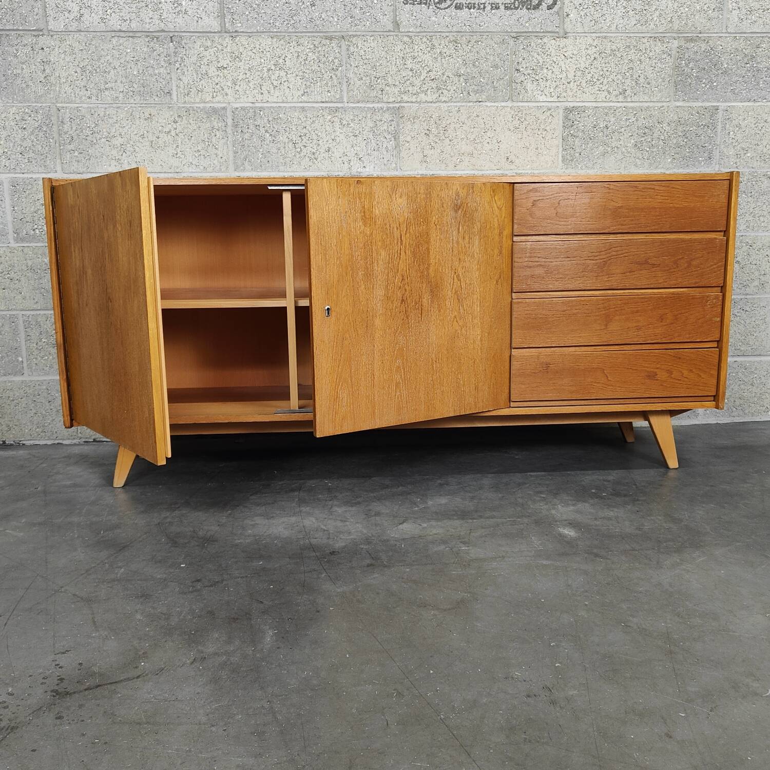 U460 wooden tower sideboard by Jiri Jiroutek for Interier Praha 1960