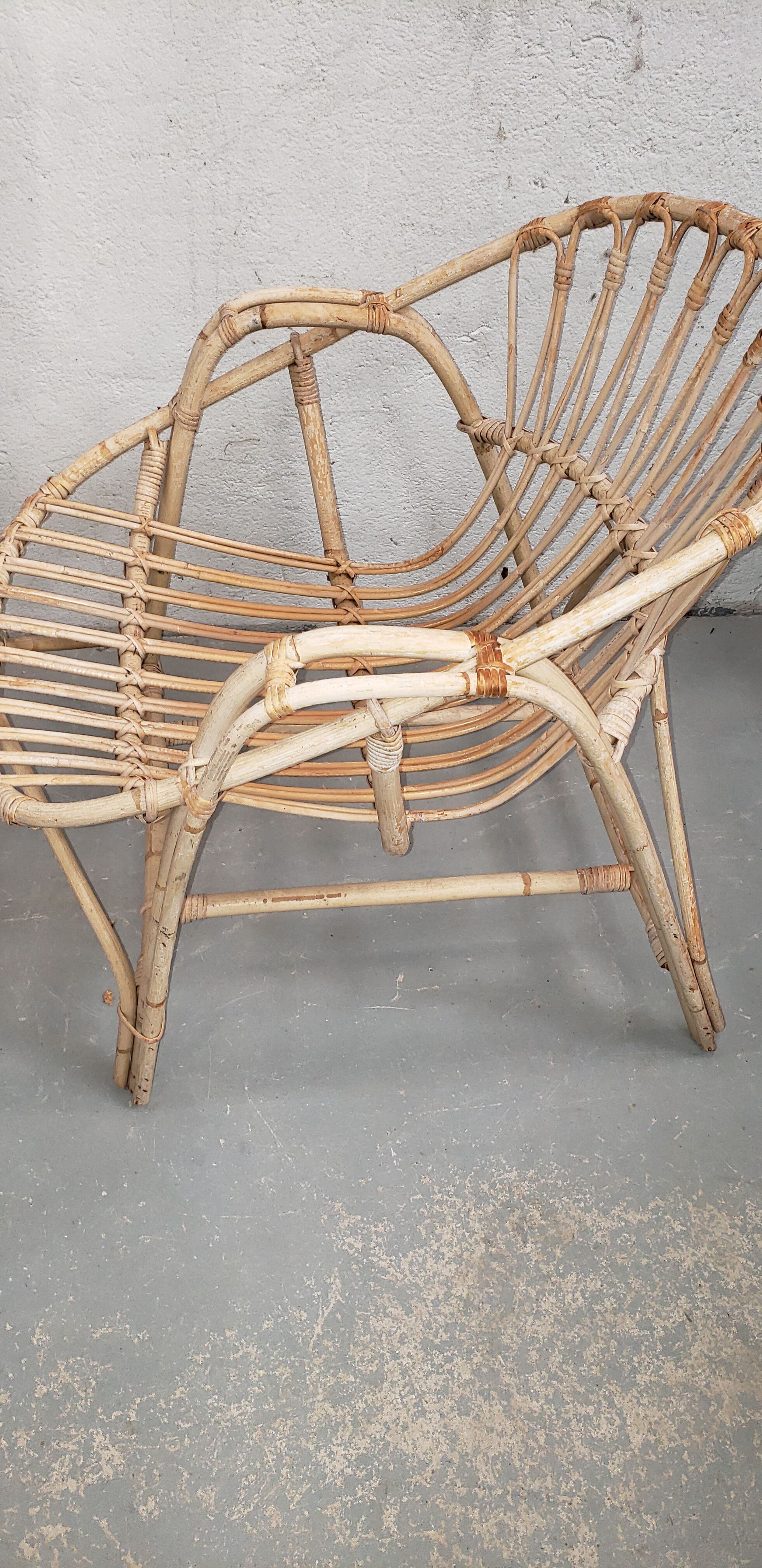 Set chairs and table bamboo and rattan year 70