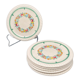 Longwy "pomone" dessert plates with fruit motifs