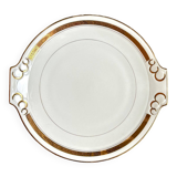 Round dish with ears in white and gold porcelain