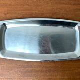 Danish stainless steel and teak plateau from the mid-century of Lundtofte, Denmark, 1960s.